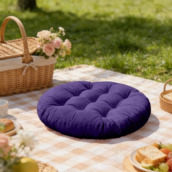 Chair Cushion, Floor Pillow, Velvet Ottoman Mat With Strap For Office And Outdoor, Thick Pearl Fluff Filled Floor Seating Accessory