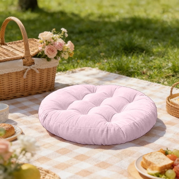 Chair Cushion, Floor Pillow, Velvet Ottoman Mat With Strap For Office And Outdoor, Thick Pearl Fluff Filled Floor Seating Accessory