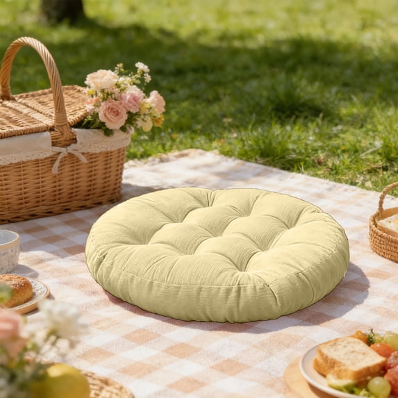 Chair Cushion, Floor Pillow, Velvet Ottoman Mat With Strap For Office And Outdoor, Thick Pearl Fluff Filled Floor Seating Accessory