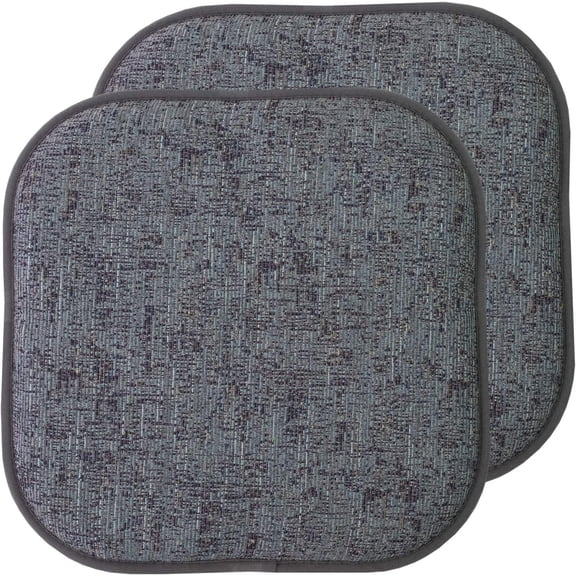 Chair Cushion Memory Foam Pads Honeycomb Pattern Slip Non Skid Rubber Back Rounded Square 16" x 16" Seat Cover, 2 Pack, Broadway Multi Blue