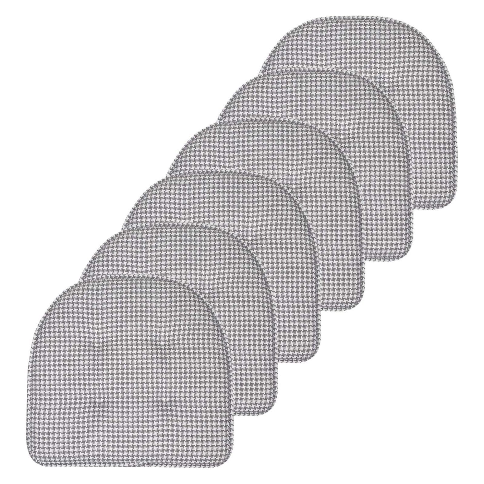 Gray Houndstooth Memory Foam U-Shaped Dining Chair Cushions Set of 6