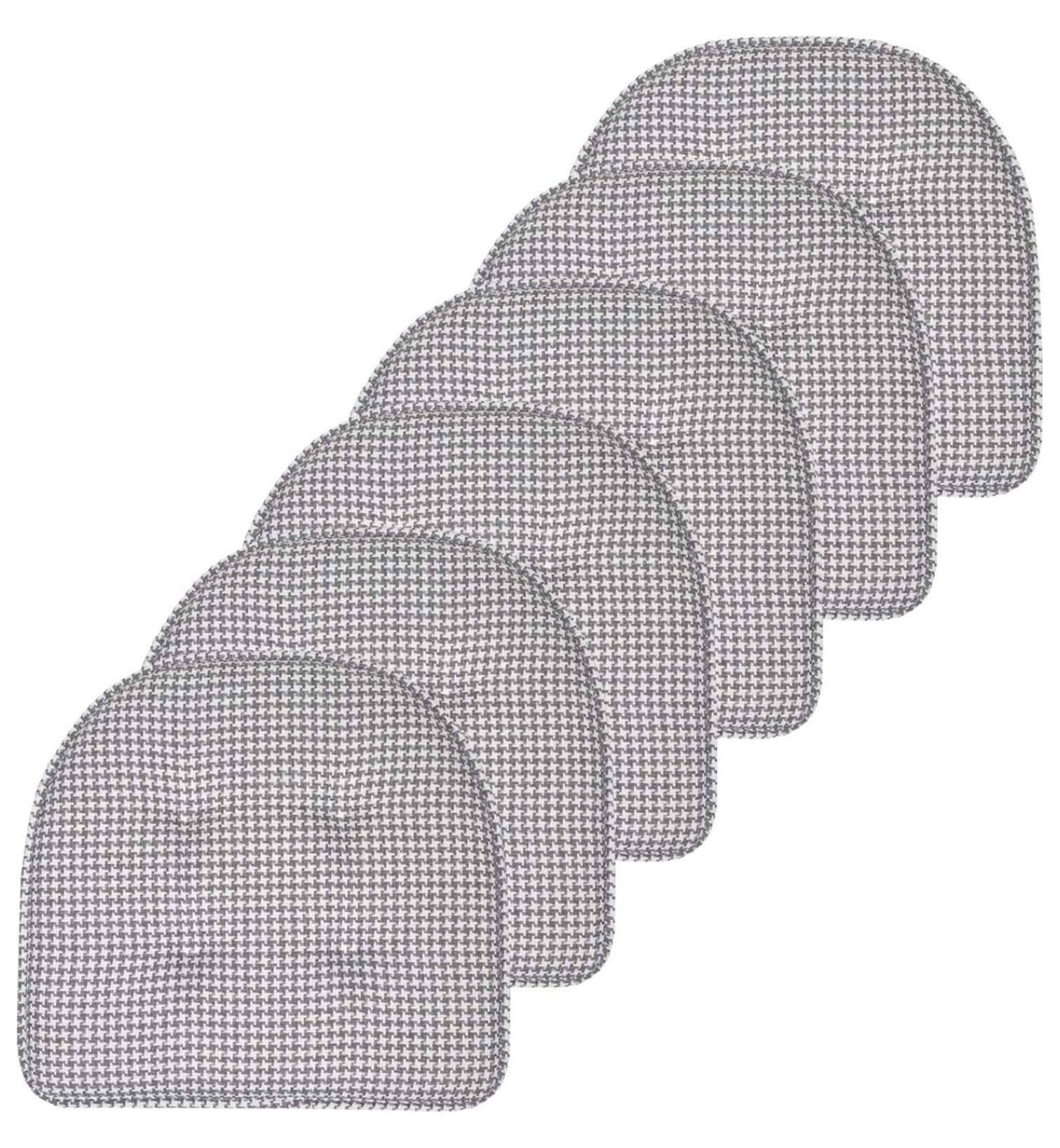 Gray Houndstooth Memory Foam U-Shaped Dining Chair Cushions Set of 6