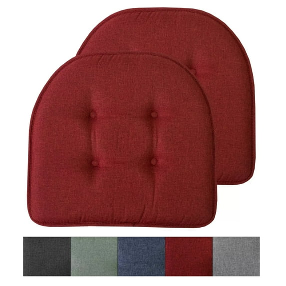 Chair Cushion Memory Foam Pads Tufted Slip Non Skid Rubber Back U-Shaped 17" x 16" Seat Cover