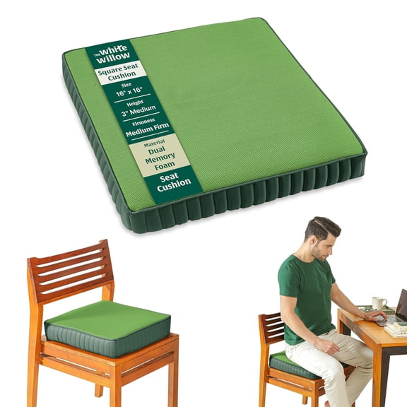 Chair Cushion Pad, High-Resilience & Memory Foam Pillow, Standard Size - 16 L X 16 W X 3 H Inch | Seat Cushion For Chair, Hip Support & Back Pain Relief | Sitting Pillow - Set Of 1