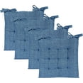 thumbnail image 1 of Chair Cushion Pads - Set of 4 - Buffalo Gingham Check - Dining Kitchen Office Chair Seat Cushion with Ties - Durable Cotton Fabric - Thick Comfy Poly Fill - Indoor Use - 17x17 in – Blue, 1 of 13