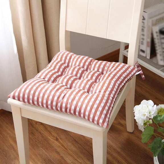 Chair Cushion Seat Pad Sofa Chair Mat - 16X16 Inches Checkered Pattern Coffee Color - For Dining Room, Living Room, Office Chair, Patio Furniture