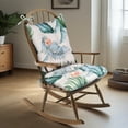 thumbnail image 1 of Outdoor Rocking Chair Cushion Upper and Lower Rocking Chair Seat Cushion Set with Non-Slip Ties for Indoor Outdoor Beige Green Palm, 1 of 7