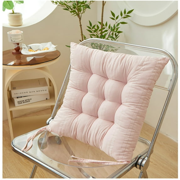 Chair Cushion with Ties for Dining Chairs Thick Soft Seat Cushions Non Slip Corduroy Reversible Square Garden Patio Comfortable Chair Pads 15.7" x 15.7"