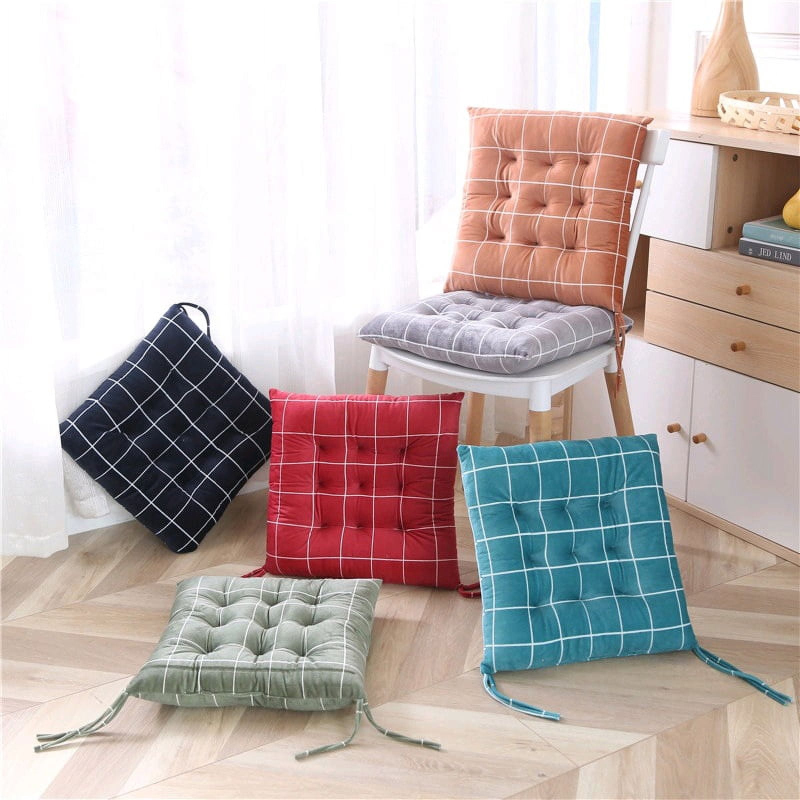 Chair Cushion with Ties, Square Decorative Throw Pillows Soft Seat Cushion Pad Bedroom Bench Sofa Playroom Home Decoration Cute Aesthetic for Girls Kids (Navy Blue)