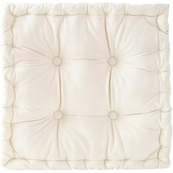 Chair Cushion for Dining Chair, Soft Velvet Square Seat Cushion with Ties Cozy Indoor Chair Pad Cushion for Dining Room Beige-18 x 18-Inch