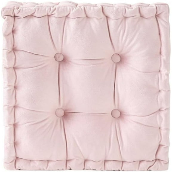 Chair Cushion for Dining Chair, Soft Velvet Square Seat Cushion with Ties Cozy Indoor Chair Pad Cushion for Dining Room Pink-18 x 18-Inch