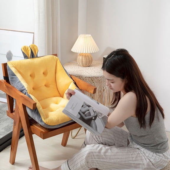 Chair Cushions Desk Seat Cushion with Ties and Adjustable Strap for Dining Office Chairs Winter Plush Seat Cushion Pad for Support Waist Backrest
