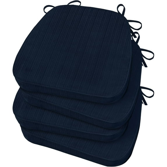 Chair Cushions for Dining Chairs 4 Pack, D-Shaped Kitchen Chair Cushions with Ties Set of 4, 2.5" Thick Seat Cushions for Dining Room/Kitchen Chairs, 17" x 16", Navy
