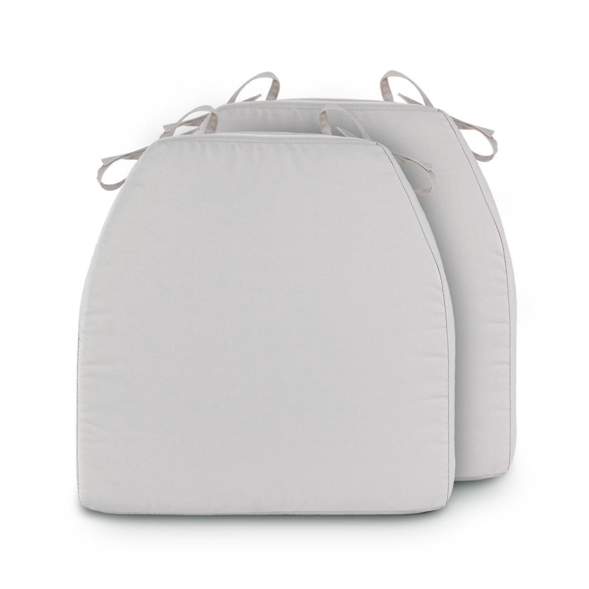 Chair Cushions for Dining Chairs Set of 2, D-Shaped 17" x 16" Memory Foam Seat Cushions, 2" Thick Olefin Kitchen Chair Pads with Ties & Non-Slip Backing, Beige
