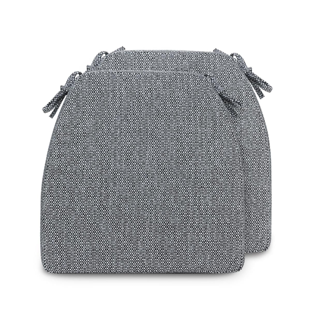 Chair Cushions for Dining Chairs Set of 2, D-Shaped 17" x 16" Memory Foam Seat Cushions, 2" Thick Olefin Kitchen Chair Pads with Ties & Non-Slip Backing, Dark Gray