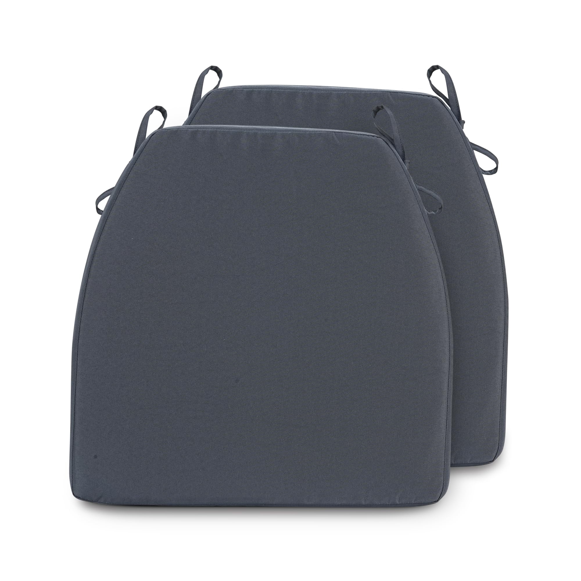 Chair Cushions for Dining Chairs Set of 2, D-Shaped 17" x 16" Memory Foam Seat Cushions, 2" Thick Olefin Kitchen Chair Pads with Ties & Non-Slip Backing, Navy Blue