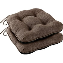 Chair Cushions for Dining Chairs Set of 2, Kitchen Chair Cushions, Chair Pads with Ties and Non Slip Backing, Tufted Memory Foam Seat Cushion 2 Pack, 15.5" x 15.5" x 4", Brown