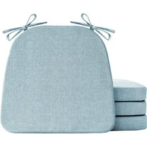 Chair Cushions for Dining Chairs Set of 4, Non Slip Kitchen Chair Pads, 17" x 16" x 2", Indoor Dining Chair Cushions with Ties, D-Shaped Seat Cushions for Kitchen Chairs, Light Blue