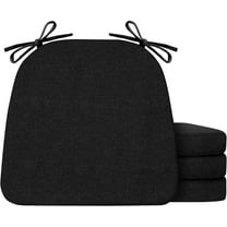 Chair Cushions for Dining Chairs Set of 4, Non Slip Kitchen Chair Pads, 17" x 16" x 2", Indoor Dining Chair Cushions with Ties, D-Shaped Seat Cushions for Kitchen Chairs, Black