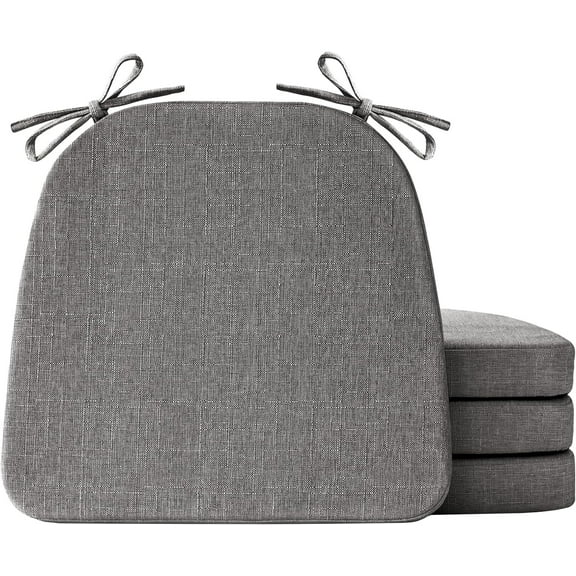 Chair Cushions for Dining Chairs Set of 4, Non Slip Kitchen Chair Pads, 17" x 16" x 2", Indoor Dining Chair Cushions with Ties, Seat Cushion for Kitchen Chairs, Chair Pads, Dark Grey