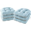 thumbnail image 1 of Chair Cushions for Dining Chairs Set of 6, Kitchen Chair Cushions, Chair Pads with Ties and Non Slip Backing, Tufted Memory Foam Seat Cushion 6 Pack, 15.5" x 15.5" x 4", Baby Blue, 1 of 14