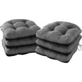 thumbnail image 1 of Chair Cushions for Dining Chairs Set of 6, Kitchen Chair Cushions, Chair Pads with Ties and Non Slip Backing, Tufted Memory Foam Seat Cushion 6 Pack, 15.5" x 15.5" x 4", Dark Gray, 1 of 14