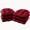 thumbnail image 1 of Chair Cushions for Dining Chairs Set of 6, Kitchen Chair Cushions, Chair Pads with Ties and Non Slip Backing, Tufted Memory Foam Seat Cushion 6 Pack, 15.5" x 15.5" x 4", Red, 1 of 14