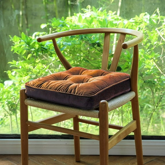 Chair Cushions For Dining Chairs, with Ties Comfy, Tufted Memory Foam Seat Cushions, Solid Seat Cushion for Dining Chairs, Office Chairs, Hardwood Floors(Yellow)