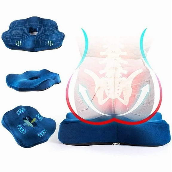 Seat Cushion for Office Chair,Comfort Memory Foam Chair Cushion Anti Slip Chair Pads for Pressure Relief Posture Support-Blue