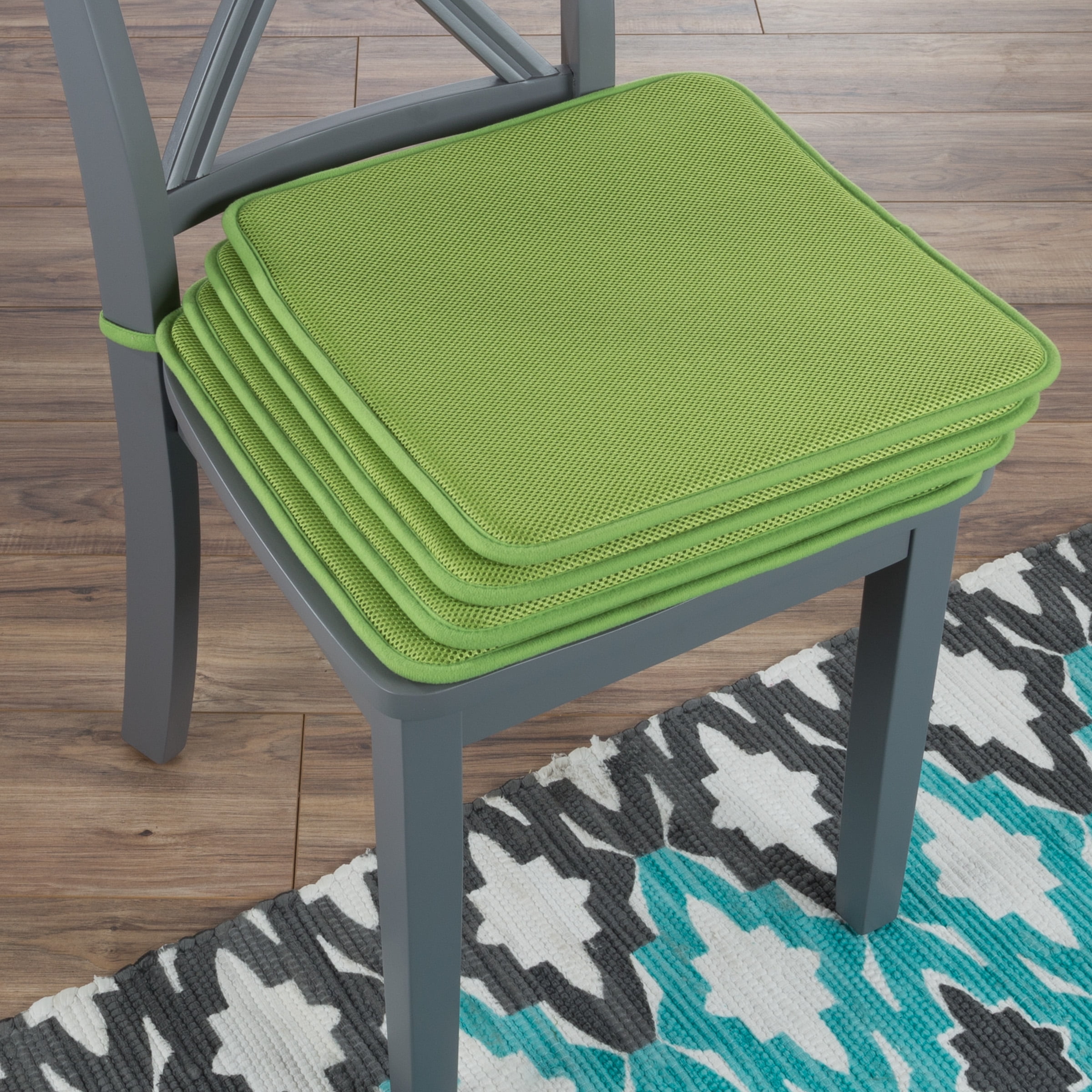 Memory Foam Chair Cushion - Great For Dining, Kitchen, And Desk Chairs -  Machine Washable Pad With Ties And Nonslip Backing By Lavish Home (green) :  Target