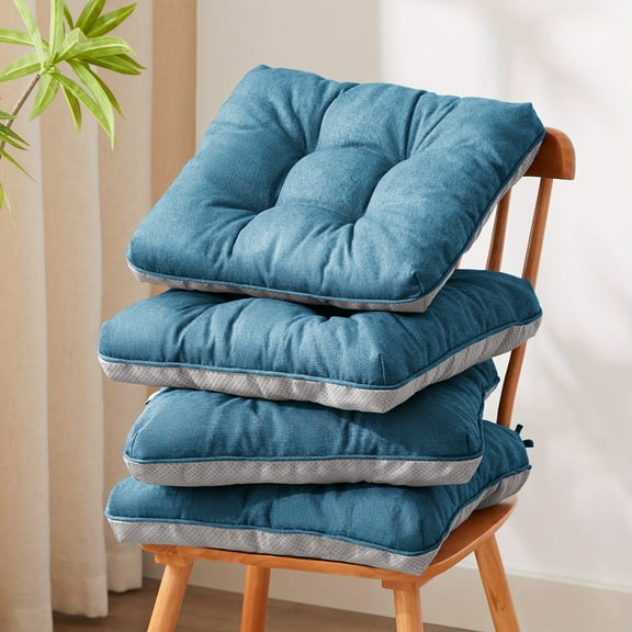 Chair Cushions Set Of 4, Kitchen Chair Cushions with Non-Slip Backing, Seat Cushions for Kitchen Chairs, Indoor Chair Pads with Ties