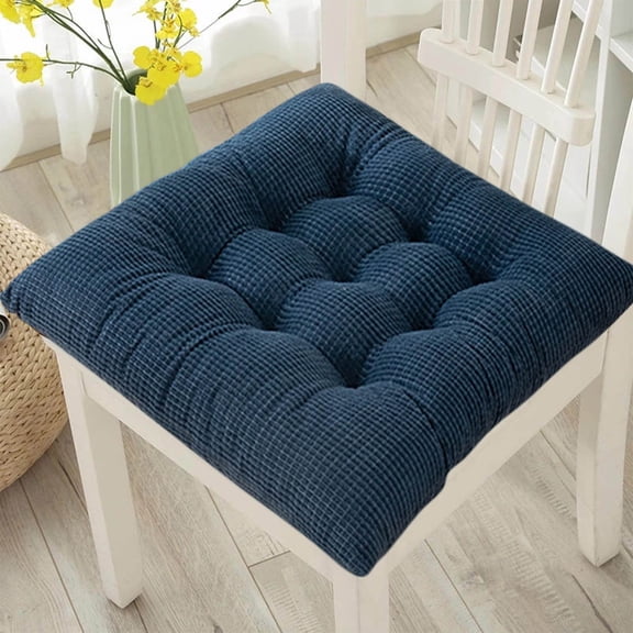 Chair Cushion, Square Seat Cushion, Thick Dining Kitchen Office Chair Cushion Floor Pillows Outdoor Lounge Seat Cushion for Living Room Sofa Patio(Navy, 15.7x15.7in)