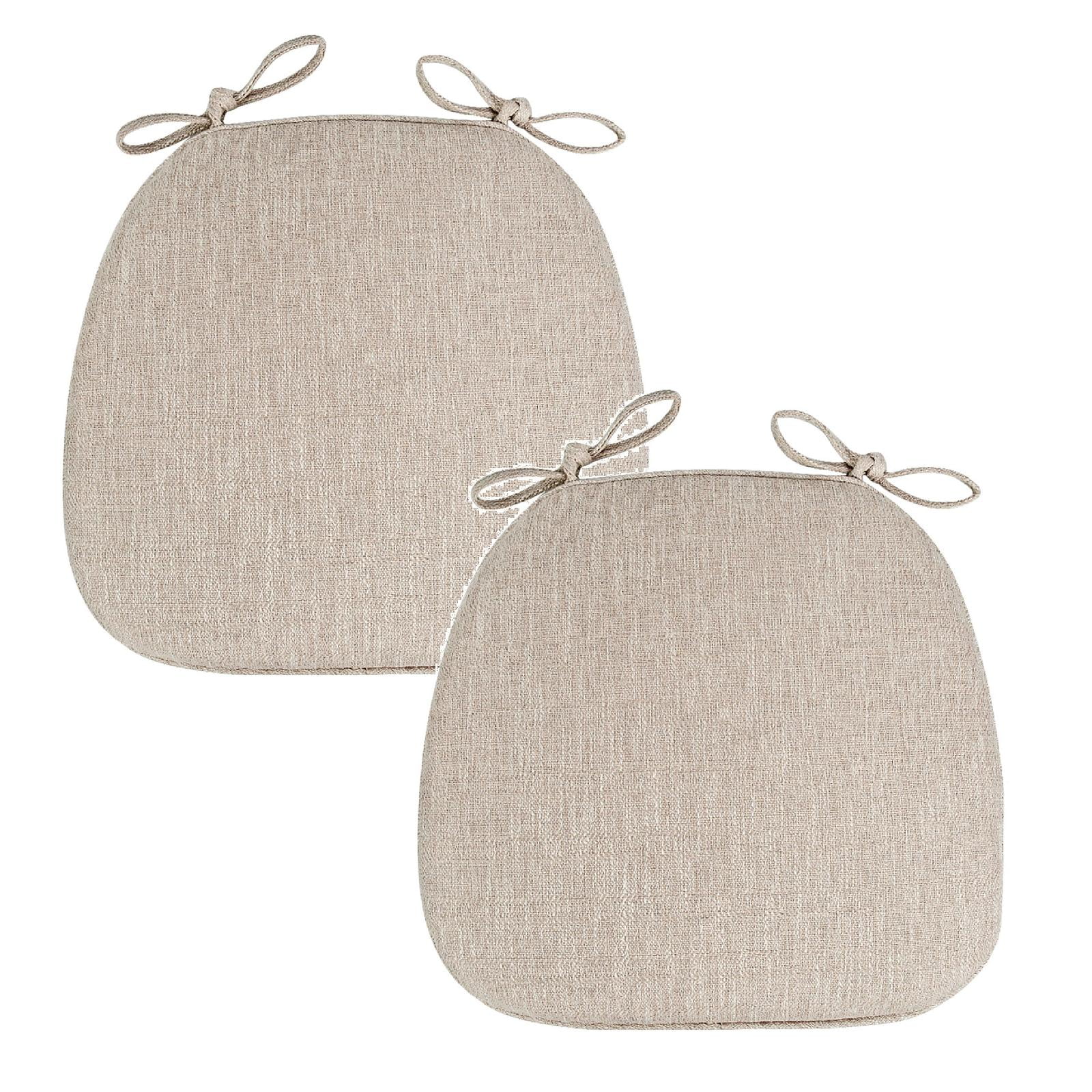 Chair Cushions U-Shaped Set of 2, 17" x 16" Non- Kitchen Dining Chair Pads with Tie Closures, Indoor Outdoor Seat Cushions with Removable Washable Covers, Beige