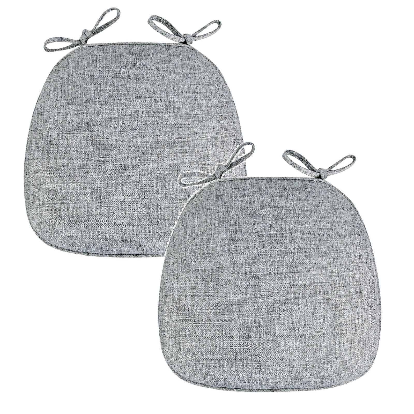 Chair Cushions U-Shaped Set of 2, 17" x 16" Non- Kitchen Dining Chair Pads with Tie Closures, Indoor Outdoor Seat Cushions with Removable Washable Covers, Light Gray