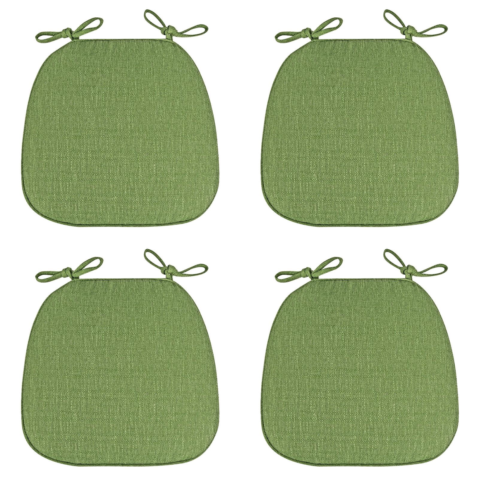 Chair Cushions U-Shaped Set of 4, 17" x 16" Non- Kitchen Dining Chair Pads with Tie Closures, Indoor Outdoor Seat Cushions with Removable Washable Covers, Army Green