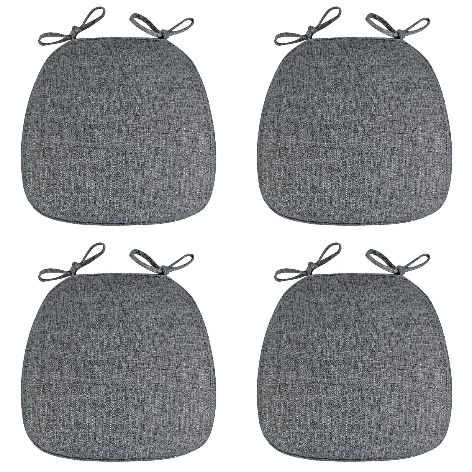 Chair Cushions U-Shaped Set of 4, 17" x 16" Non- Kitchen Dining Chair Pads with Tie Closures, Indoor Outdoor Seat Cushions with Removable Washable Covers, Dark Gray