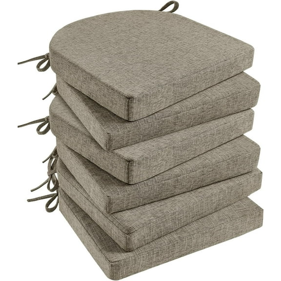 Chair Cushions for Dining Chairs 4 Pack, Kitchen Chair Cushions with Ties and Non Slip Backing, 16 x 16 inches Chair Pads for Dining Chairs (Khaki)