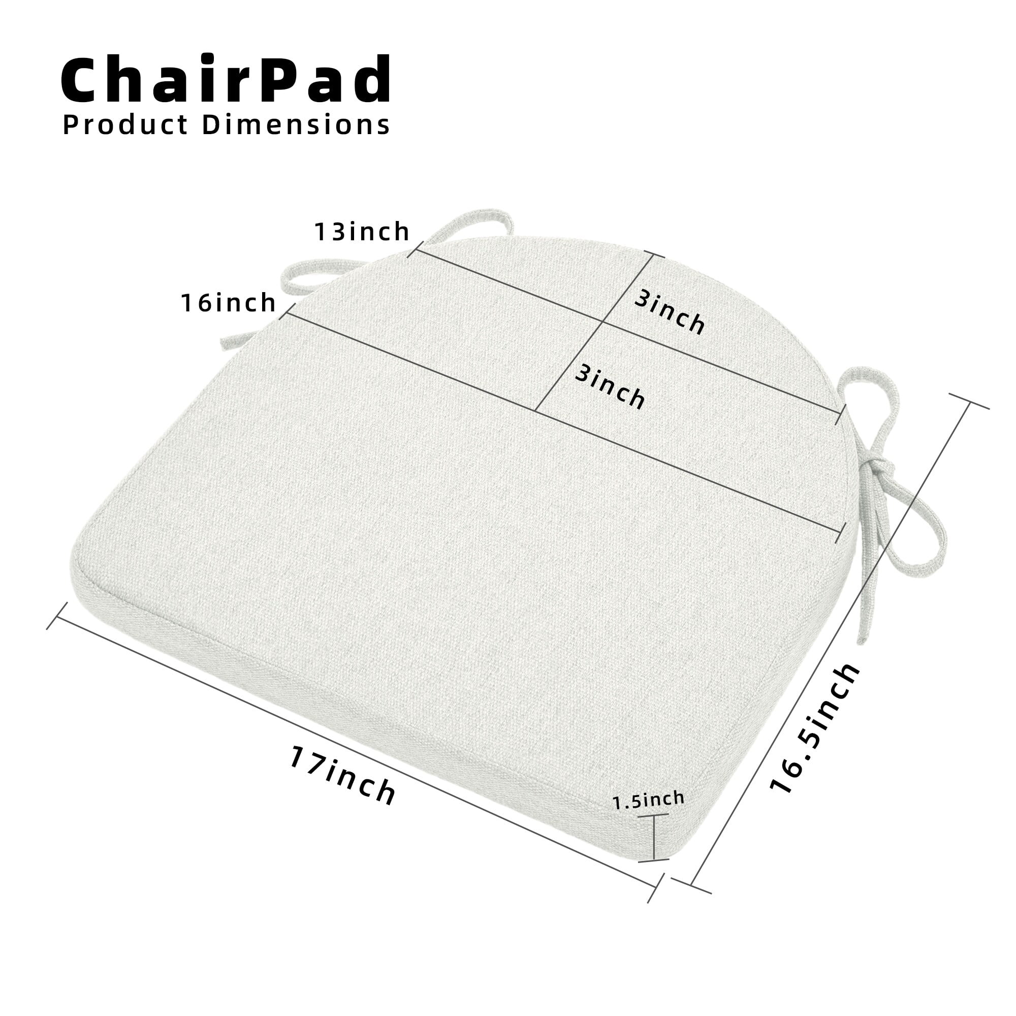 Off-White Foam Indoor Chair Cushions with Ties, Set of 4