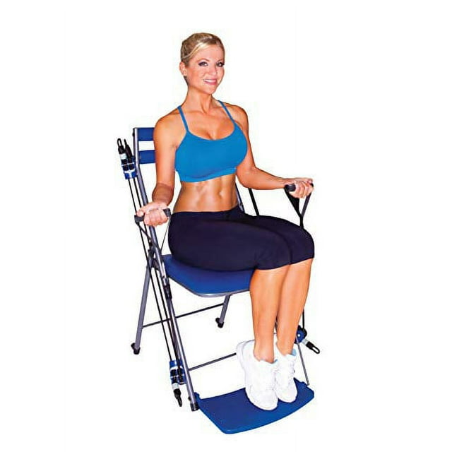 Chair Gym Total Body Workout System, Easy Use Home Exercise, Blue
