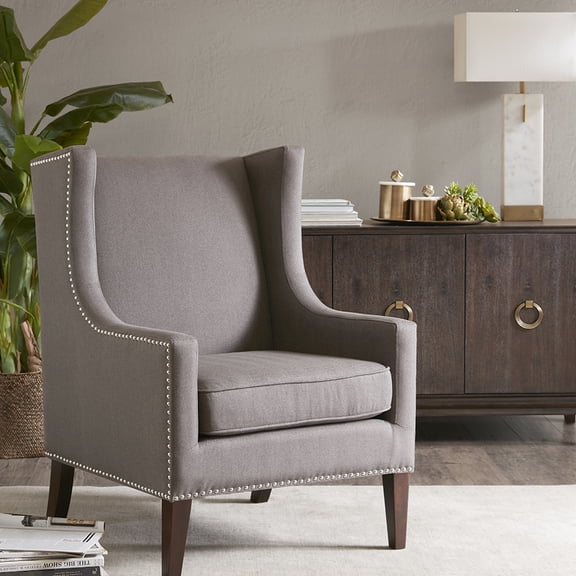 Chair, High Foam, Dark Gray Modern Design Select Hardwoods, Removable Back Cushion