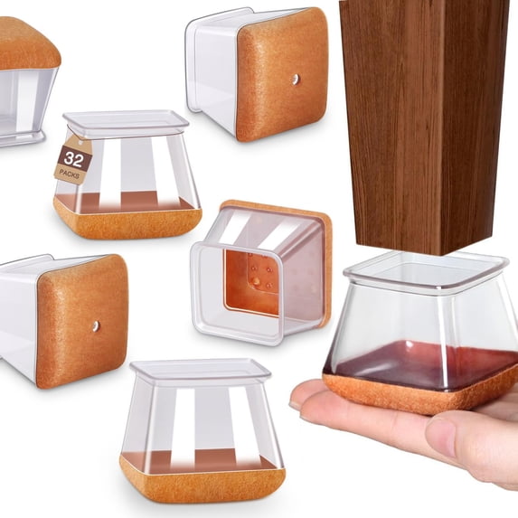 Chair Leg Floor Protector Chair Sliders Floor Protector Rubber Chair Leg Protectors for Hardwood Floors Felt Furniture Pads Silicone Caps 32Pack
