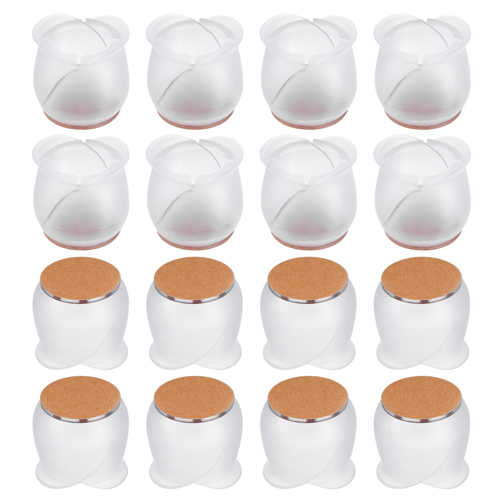Chair Leg Floor Protectors, 16Pack 34mm(1.34") & Felt Chair Leg Cover Caps (Clear White)