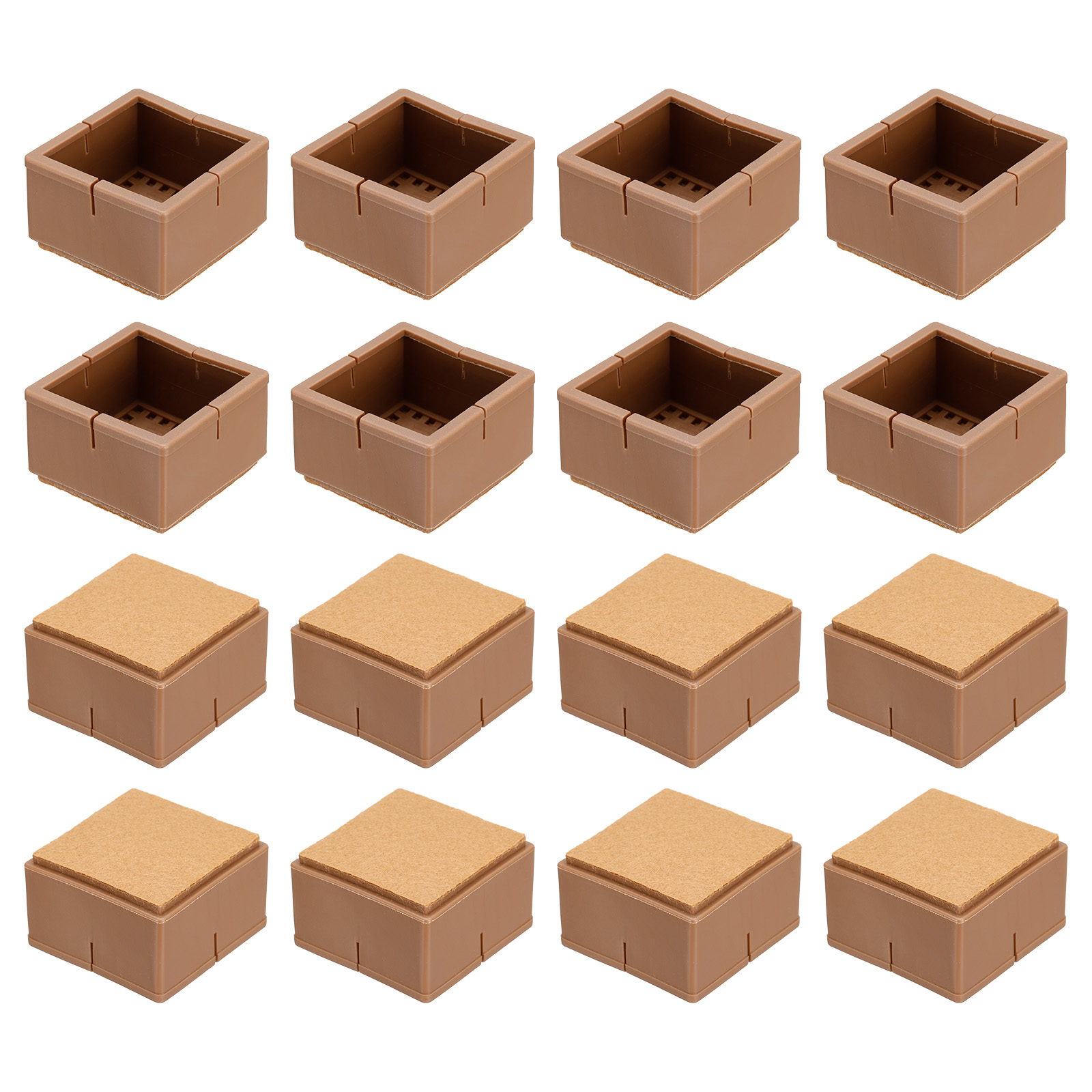 Chair Leg Floor Protectors, 16Pack 46mm(1.81") Square Silicone & Felt