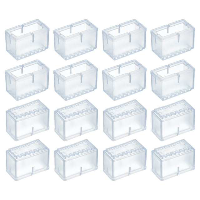 Chair Leg Floor Protectors, 24Pack 36mm(1.42") Rectangle PVC Chair Leg Cover Caps (Transparent