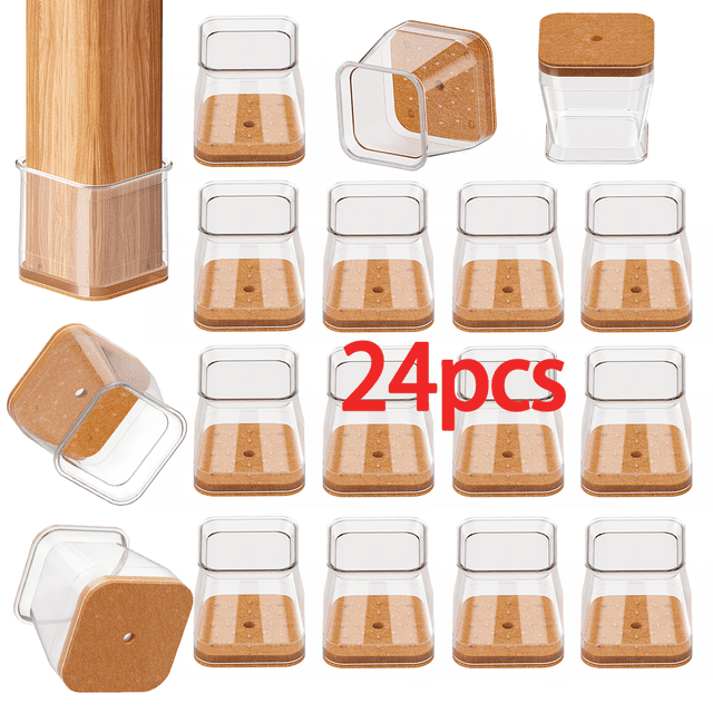 Chair Leg Floor Protectors, Clear Silicone Caps with Felt Pads for ...