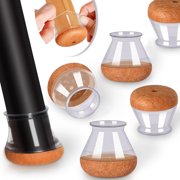 Chair Leg Floor Protectors for Hardwood Floors Felt Furniture Pads Silicone Caps 32 Pack Anti-Scratch Reduce Noise Clear Round Medium Fit 3/4" to 1-3/16" 19-30mm