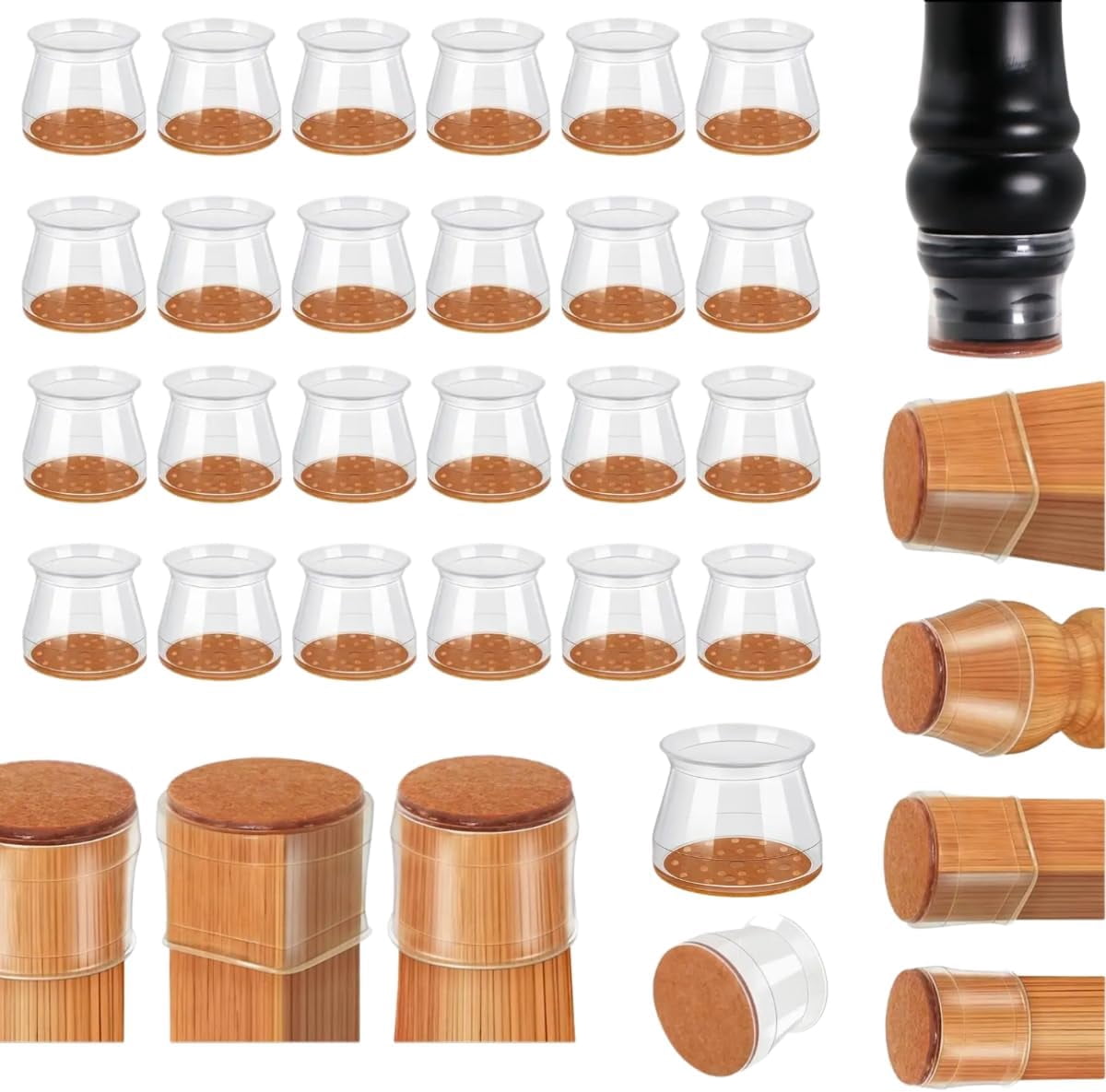 Chair Leg Floor Protectors – Silicone Caps, Cups & Sliders with Felt Pads – Non-Slip Furniture Leg Covers to Protect Hardwood & Tile Floors, Reduce Noise (16, Medium)