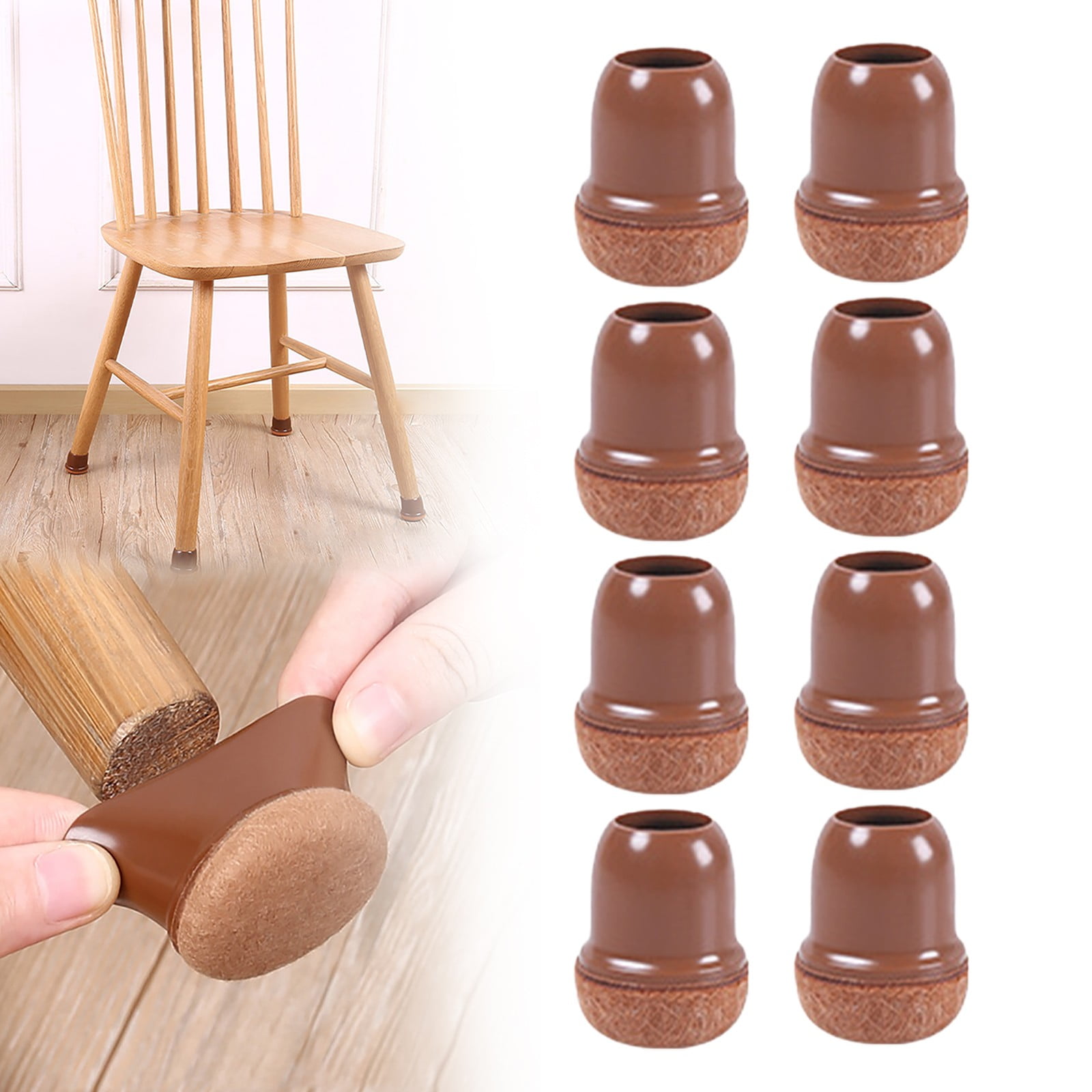 8 Pcs Chair Leg Floor Protectors For Hardwood Floors, Silicone Felt Furniture Pads Chair Leg Caps No Scratches And Noise, Smooth Moving For Dinning Chair(Clear Small Fit - View #4