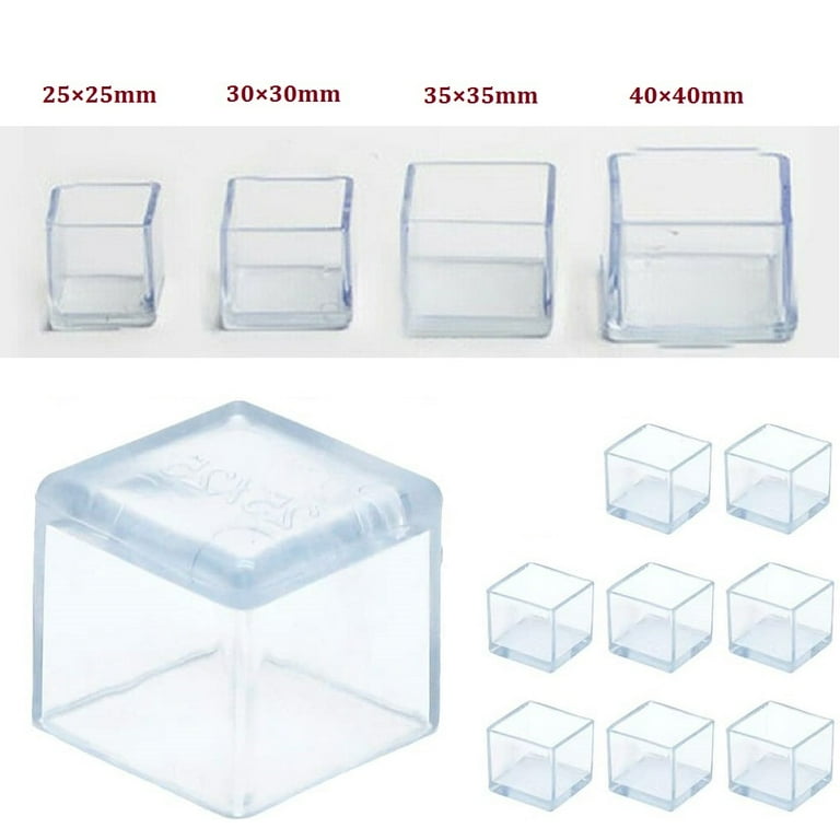 Chair Leg Floor Protectors Stretchable Chair Leg Caps 1 to 1 1 2 Inch Square Furniture Leg Caps Table Chair Feet Protectors Color Clear 8 Pack Fit 25mm 40mm Walmart