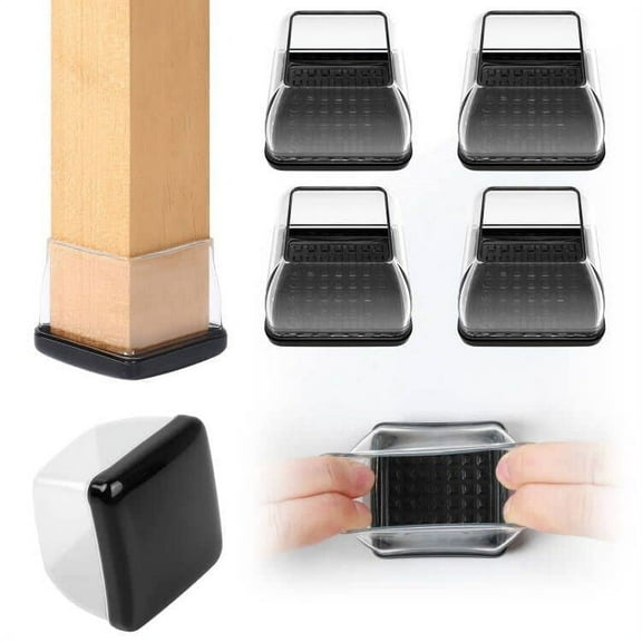 Chair Leg Sliders for Carpet, Teflon Furniture Sliders Chair Leg Protectors Carpet(2inch Clear)16pcs Square